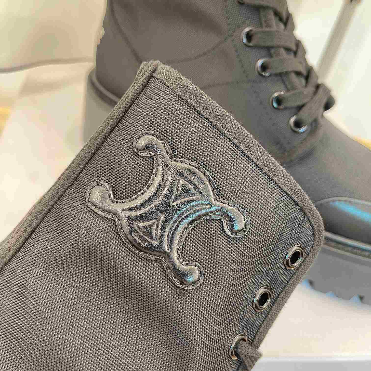 Celine Bulky Laced Up Boot In Nylon And Shiny Bull - DopestKickz