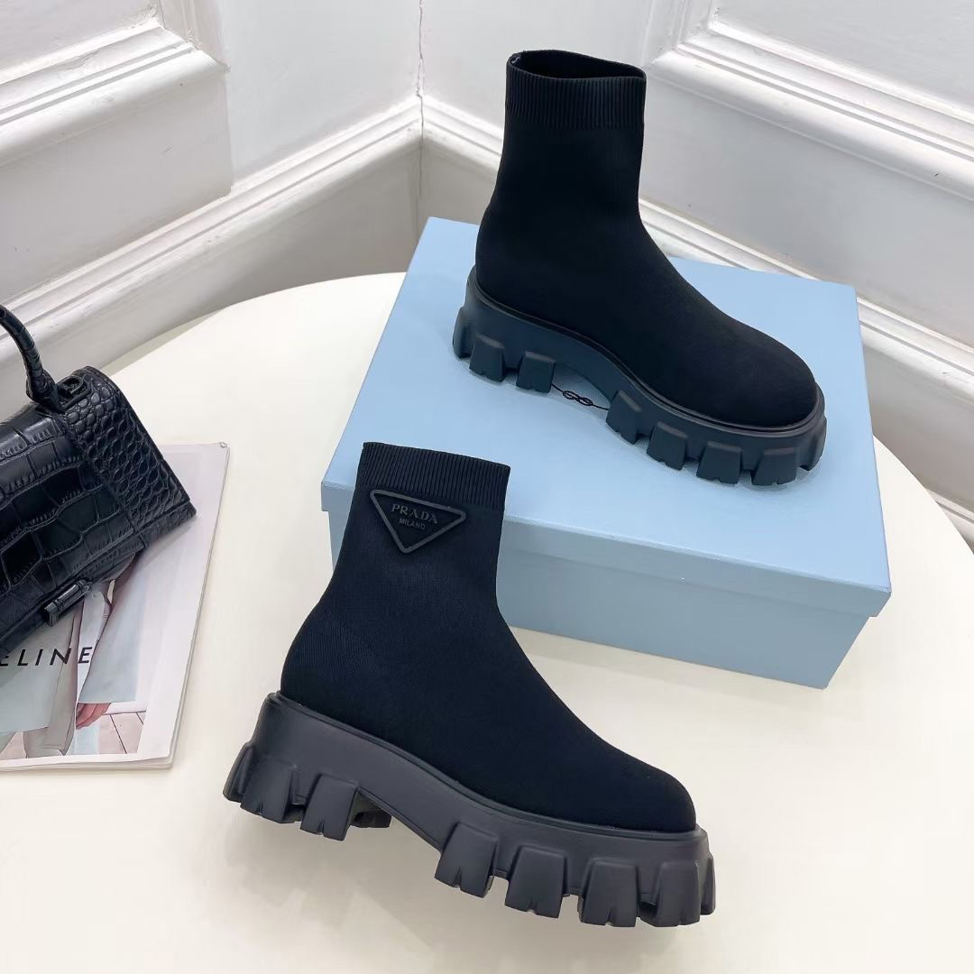 Prada Monolith Knit Booties - DopestKickz
