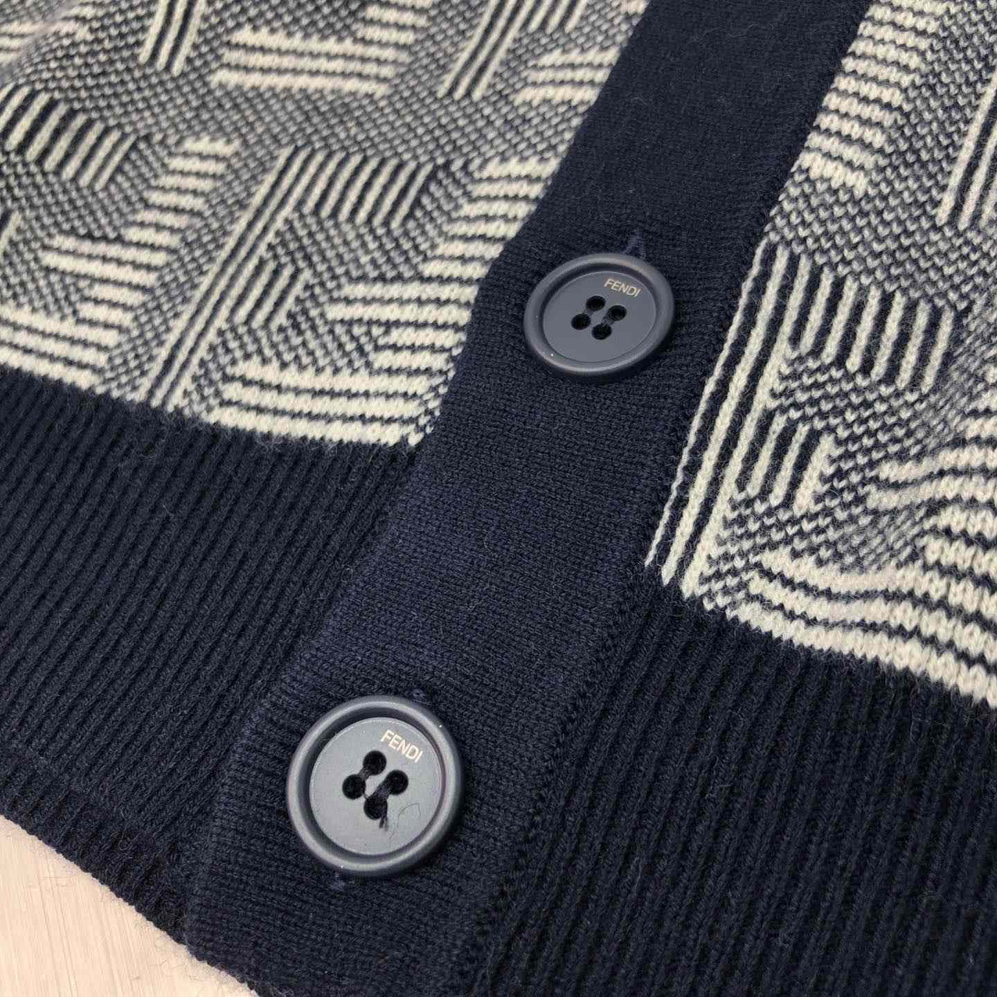 Fendi Blue Wool Cardigan - DopestKickz