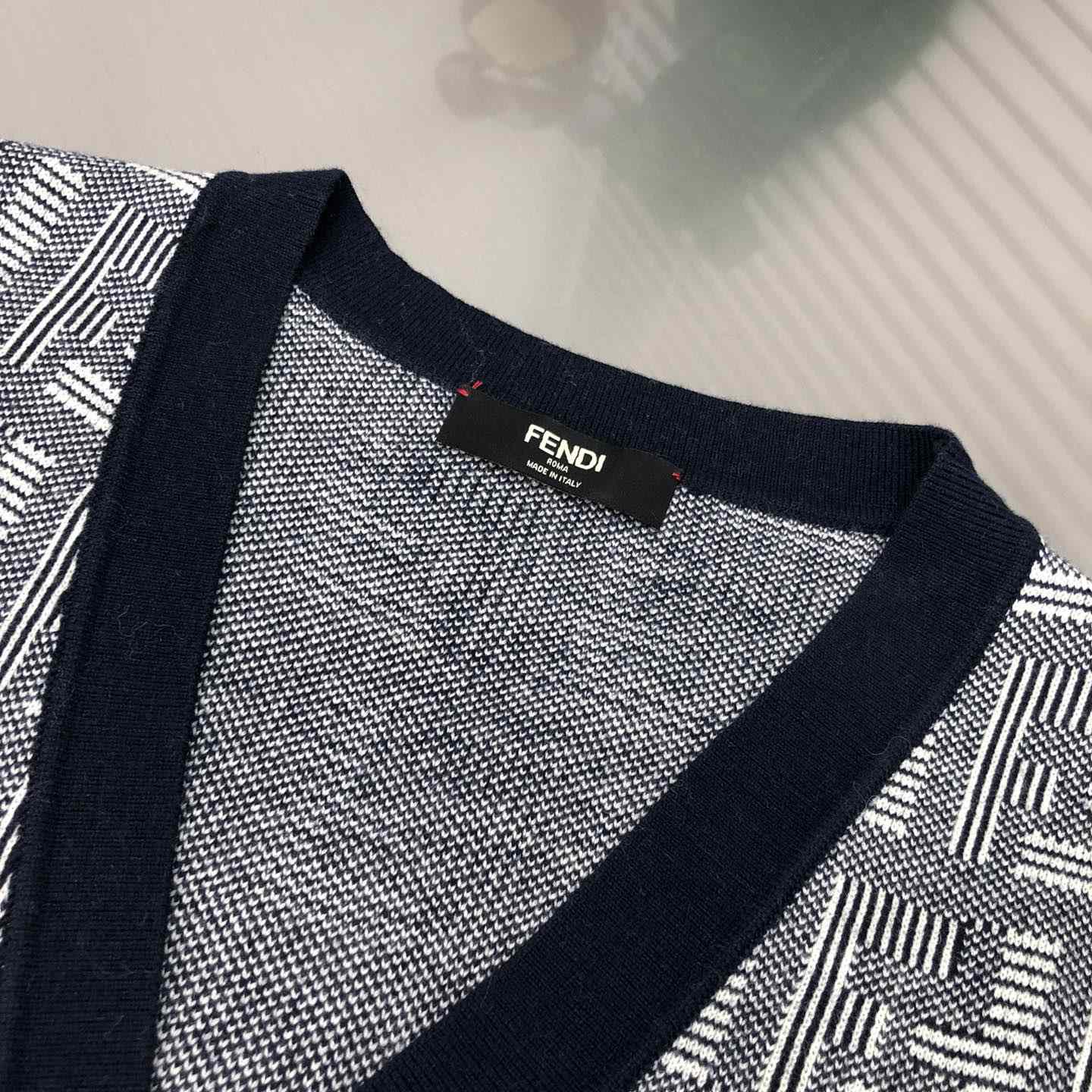 Fendi Blue Wool Cardigan - DopestKickz