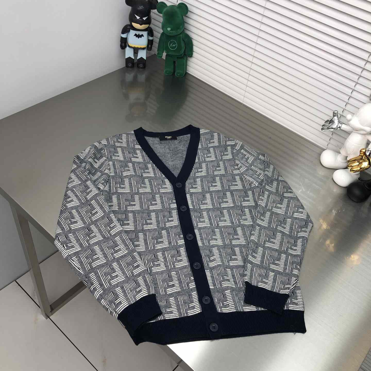 Fendi Blue Wool Cardigan - DopestKickz