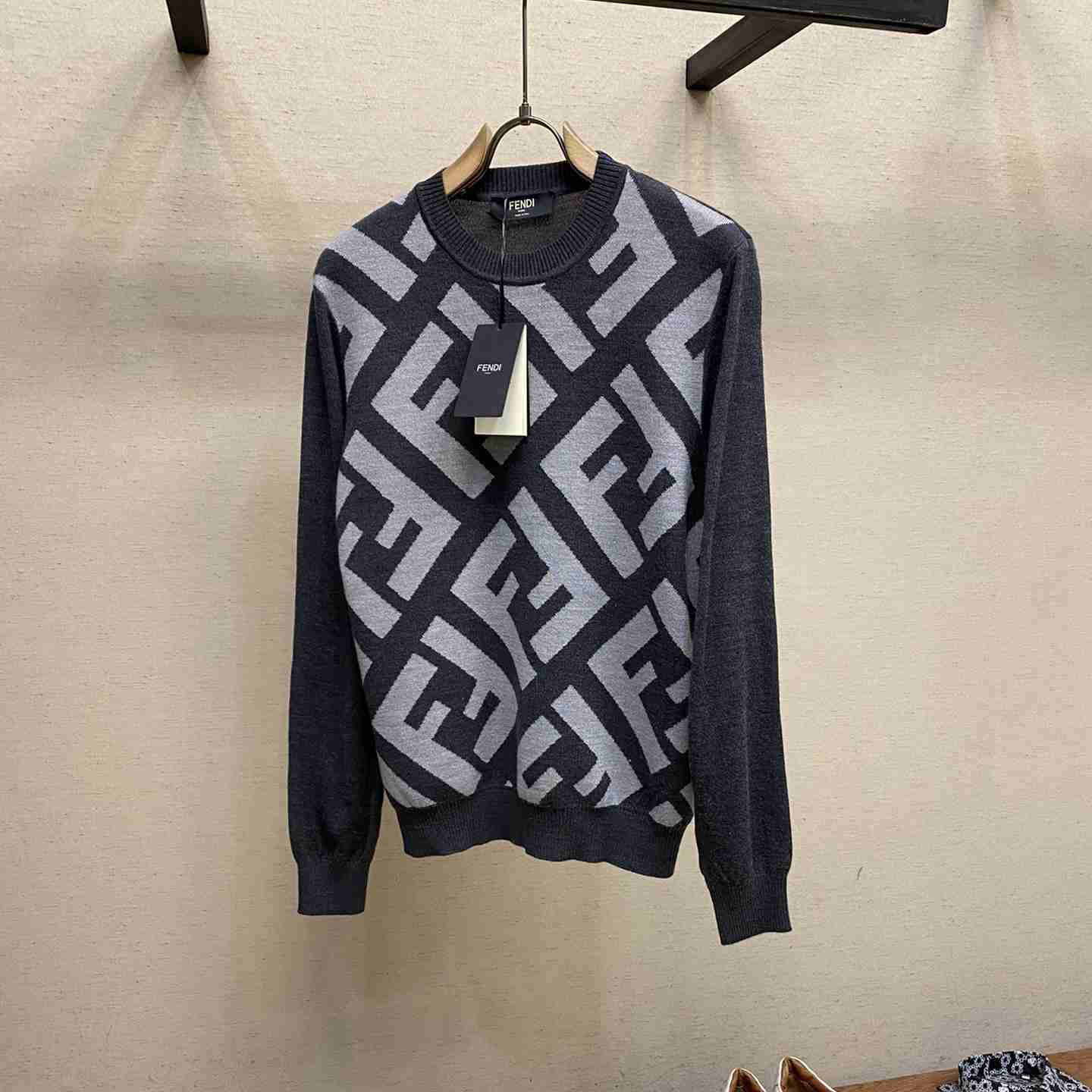 Fendi Gray Wool Sweater - DopestKickz
