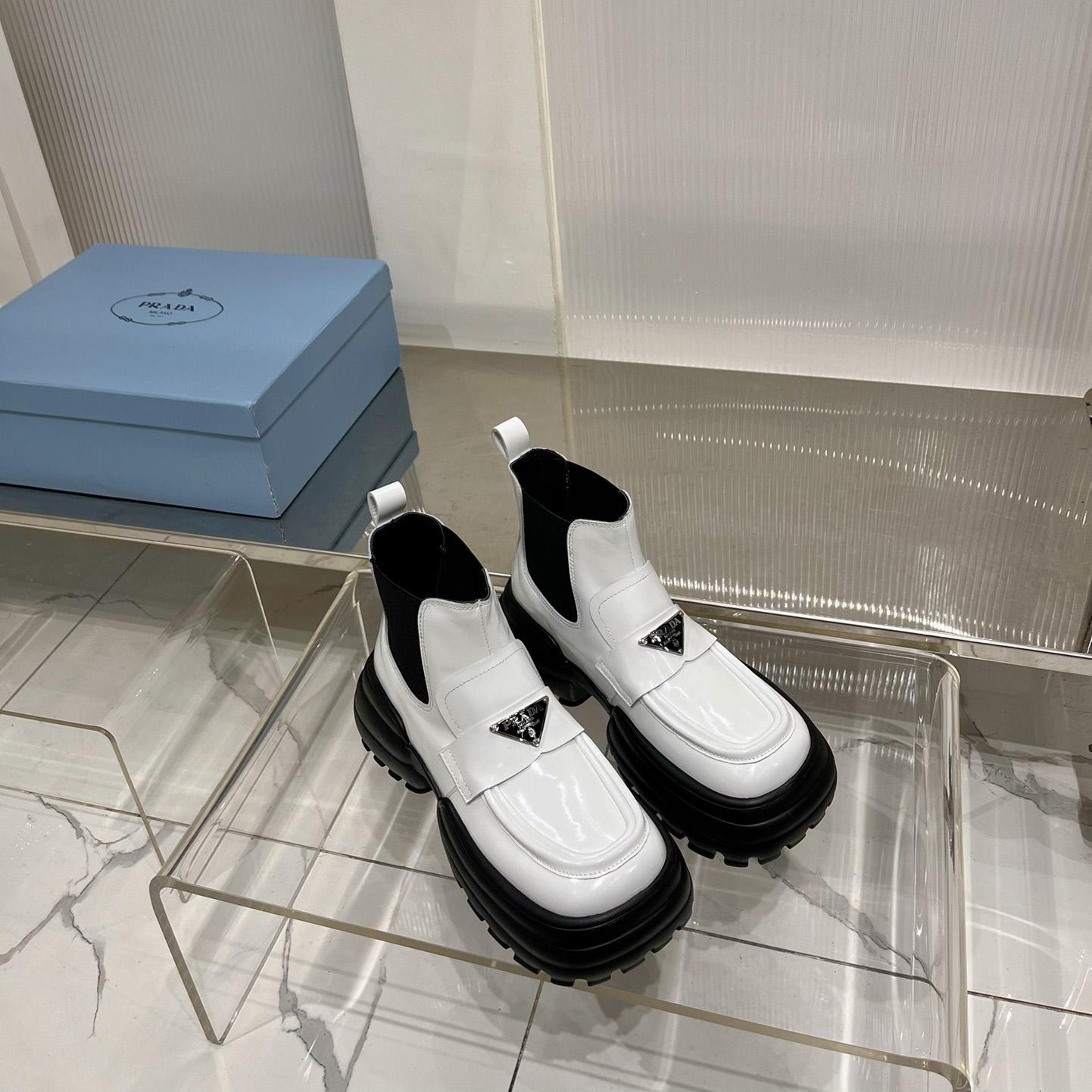 Prada Monolith Brushed Leather Flatform Loafers - DopestKickz