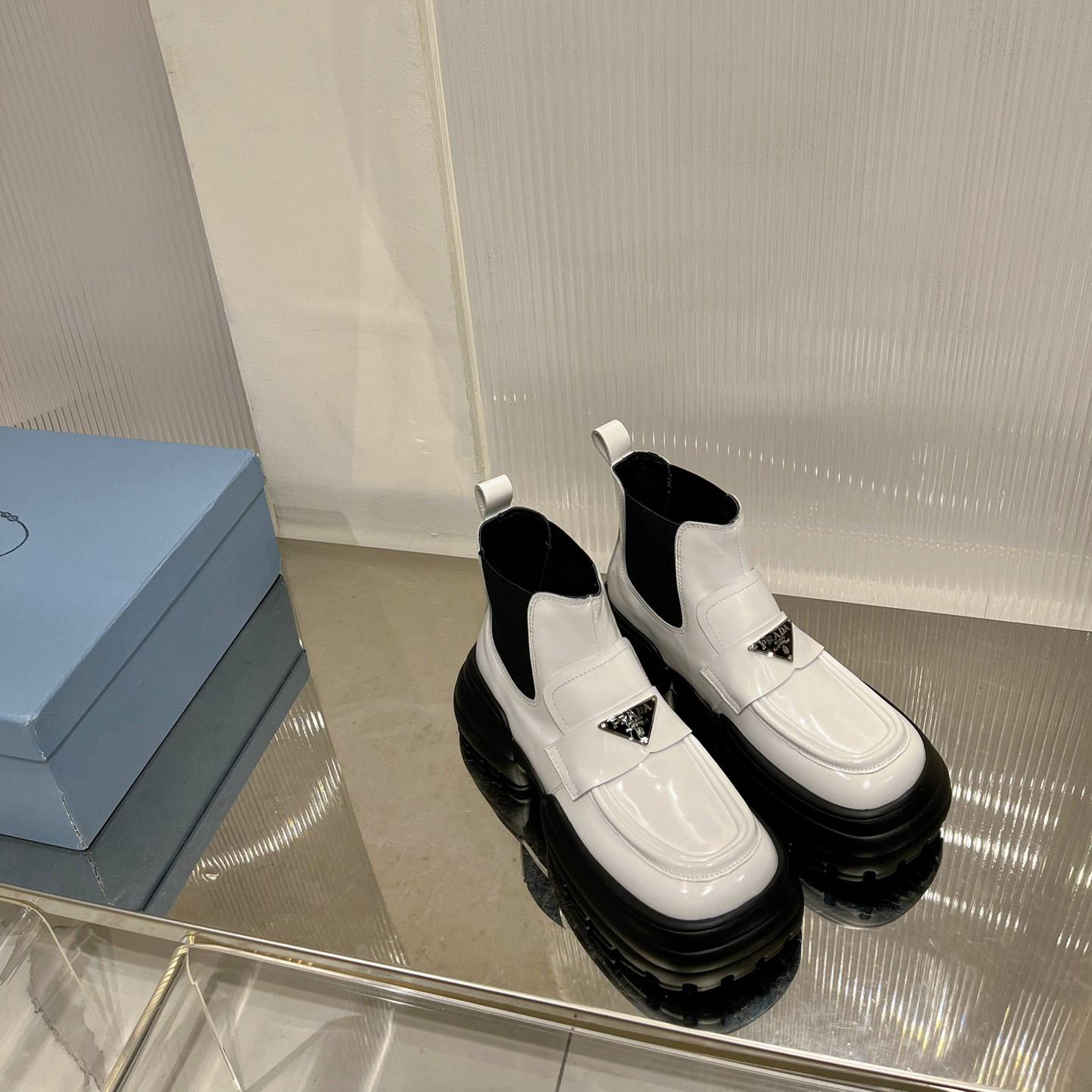 Prada Monolith Brushed Leather Flatform Loafers - DopestKickz