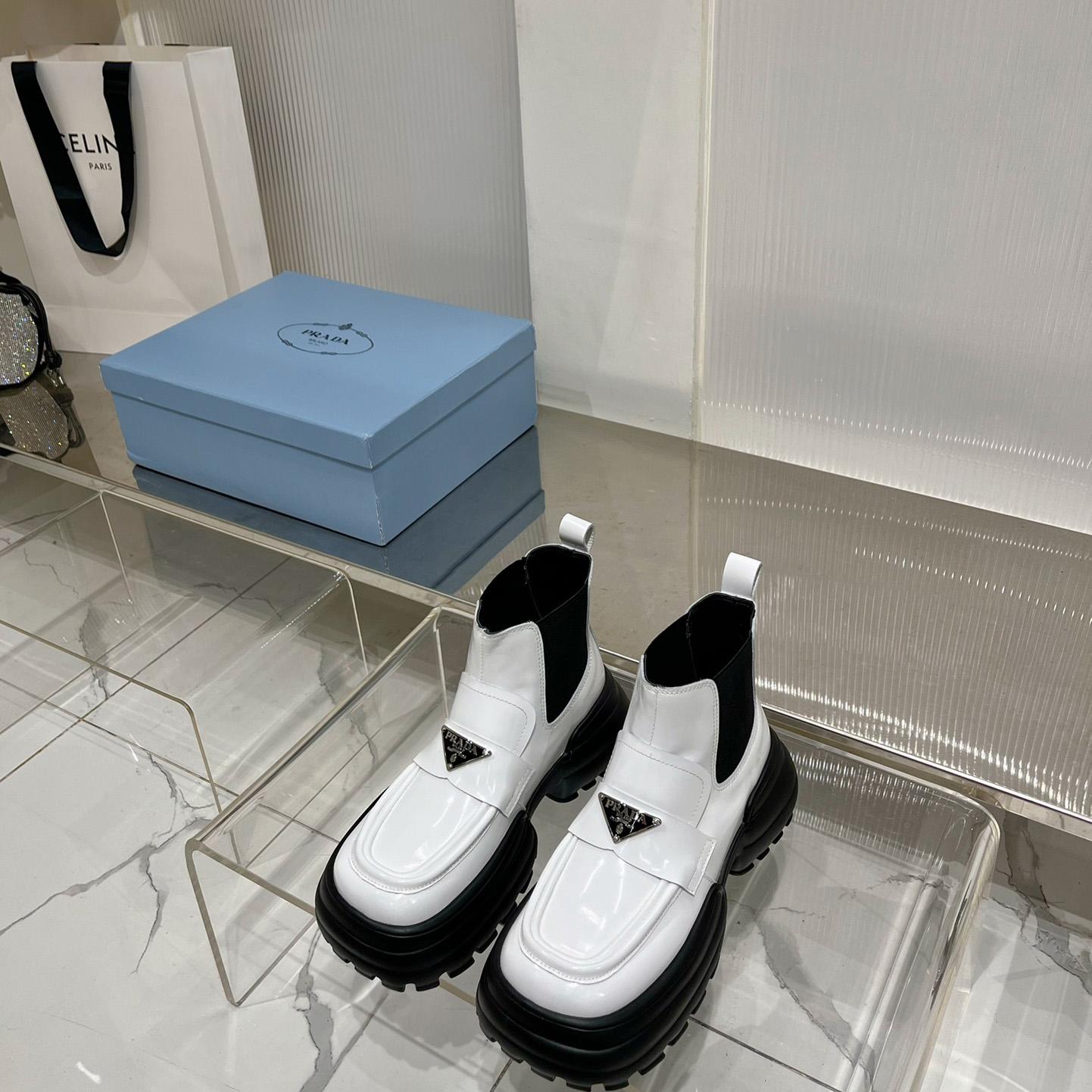 Prada Monolith Brushed Leather Flatform Loafers - DopestKickz