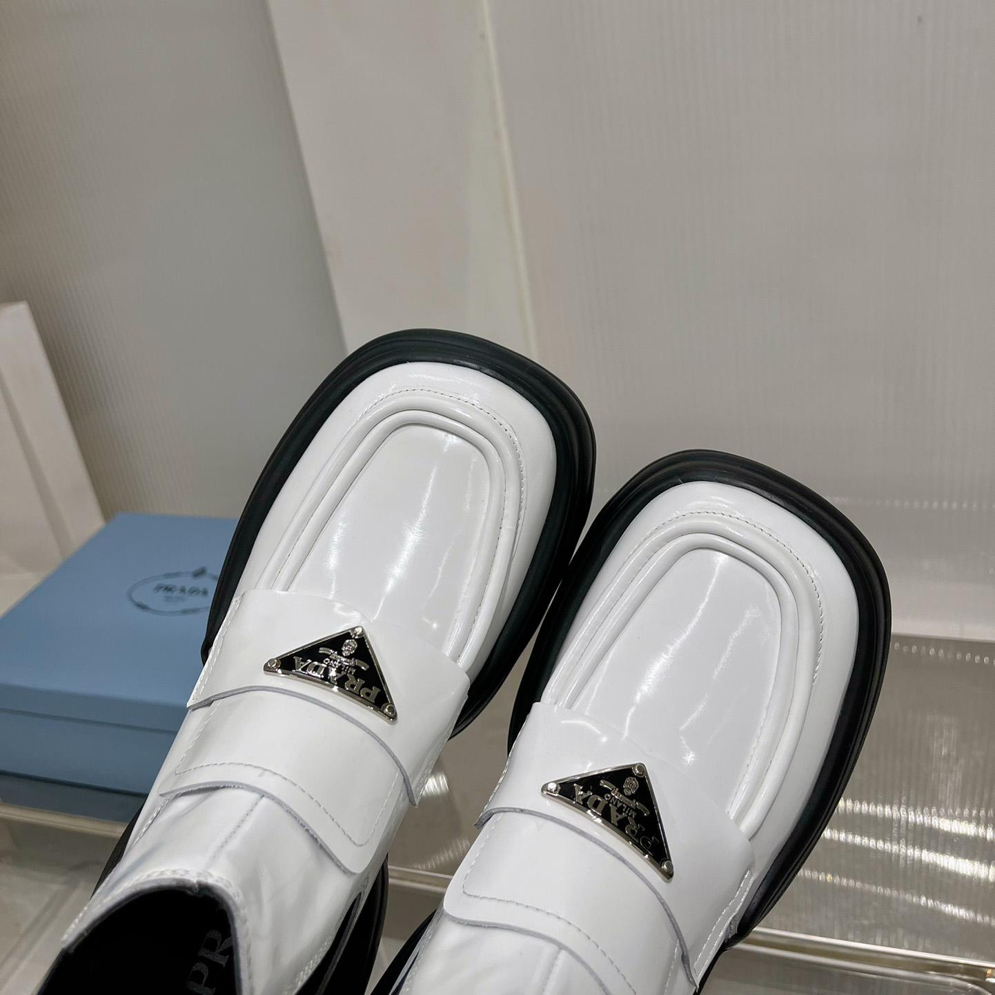 Prada Monolith Brushed Leather Flatform Loafers - DopestKickz