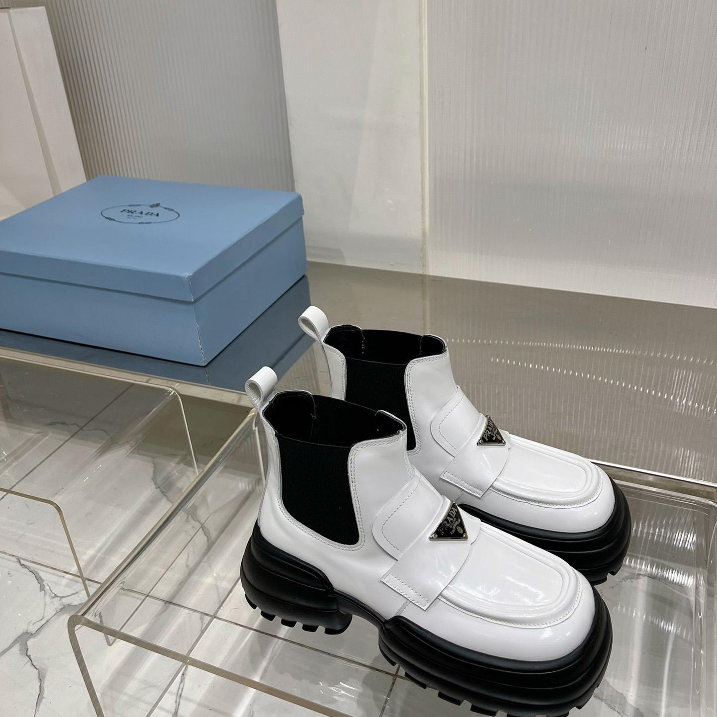 Prada Monolith Brushed Leather Flatform Loafers - DopestKickz