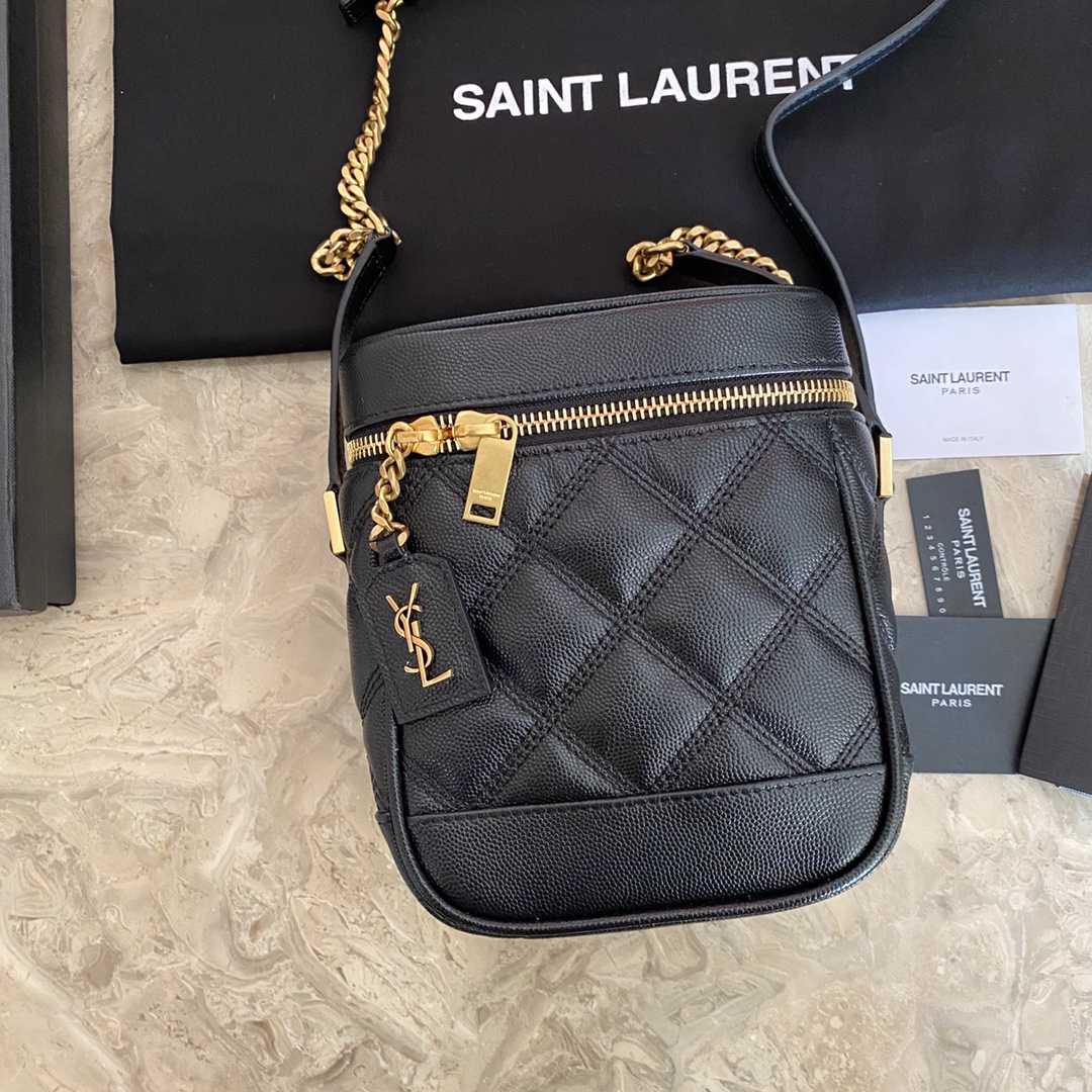 Saint Laurent Vanity Case Matelassé Leather Shoulder Bag (14.5x16.5x9cm) - DopestKickz