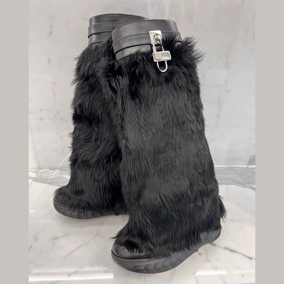 Givenchy Shark Lock Biker Boots In Alpaca - DopestKickz