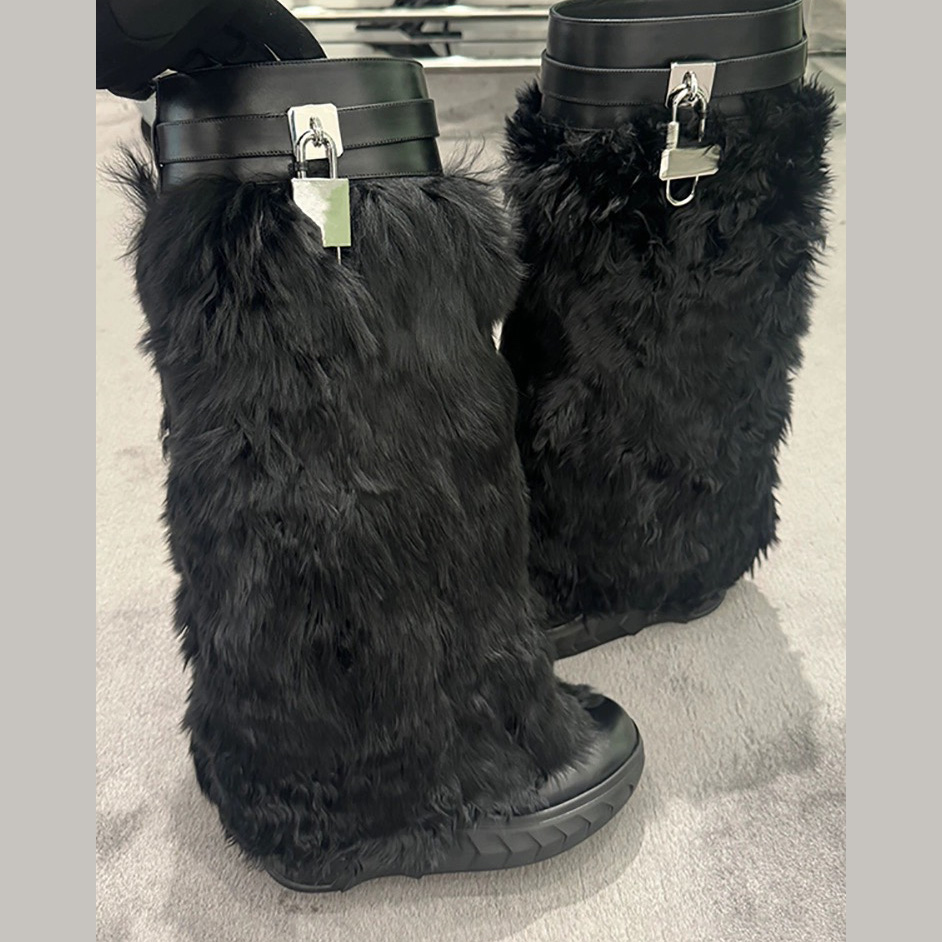 Givenchy Shark Lock Biker Boots In Alpaca - DopestKickz