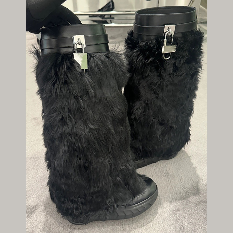 Givenchy Shark Lock Biker Boots In Alpaca - DopestKickz