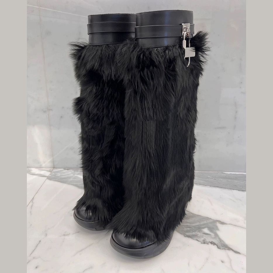 Givenchy Shark Lock Biker Boots In Alpaca - DopestKickz