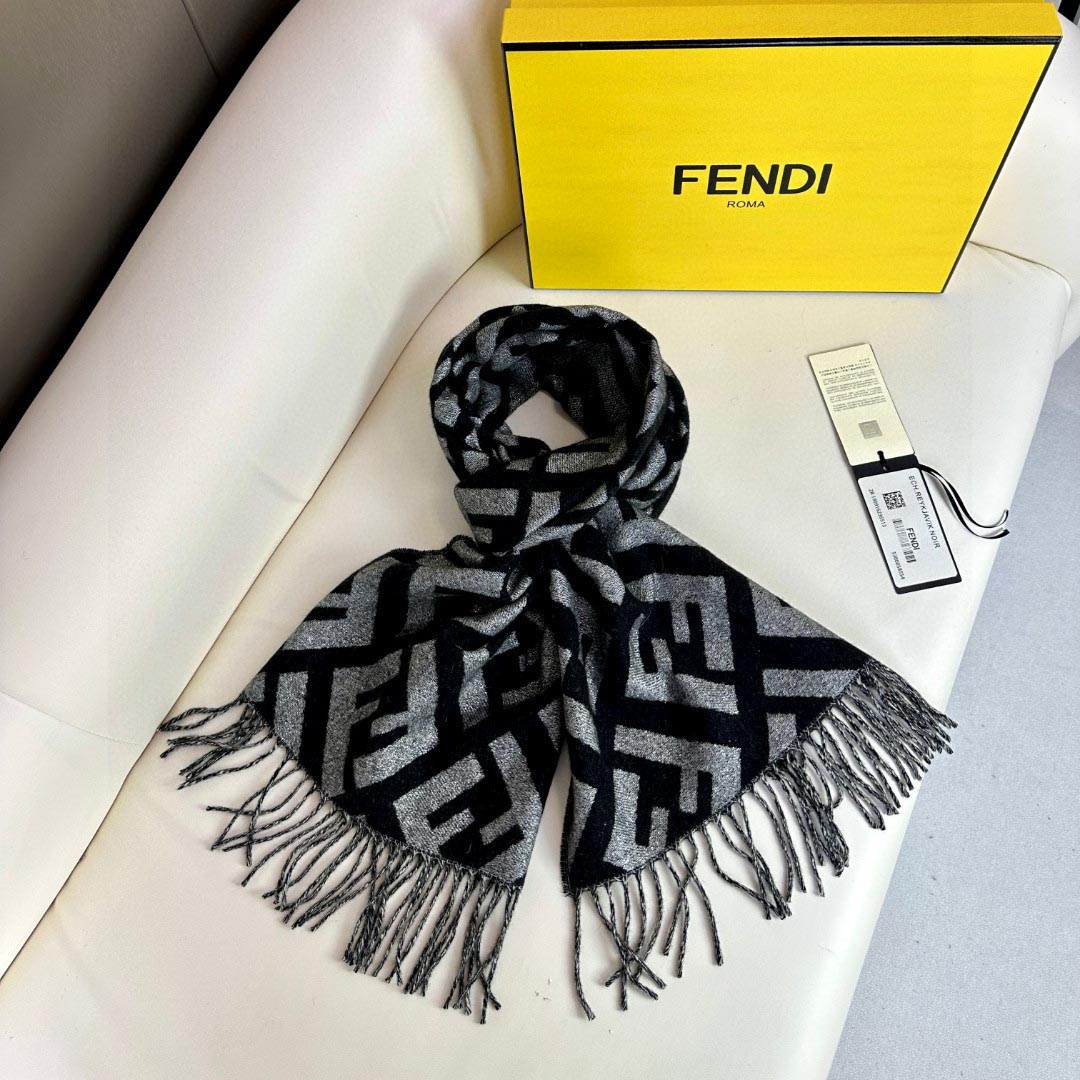 Fendi Black Cashmere Scarf - DopestKickz