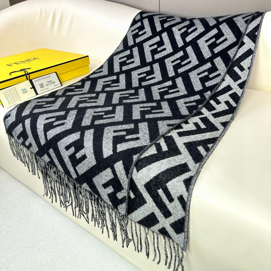 Fendi Black Cashmere Scarf - DopestKickz
