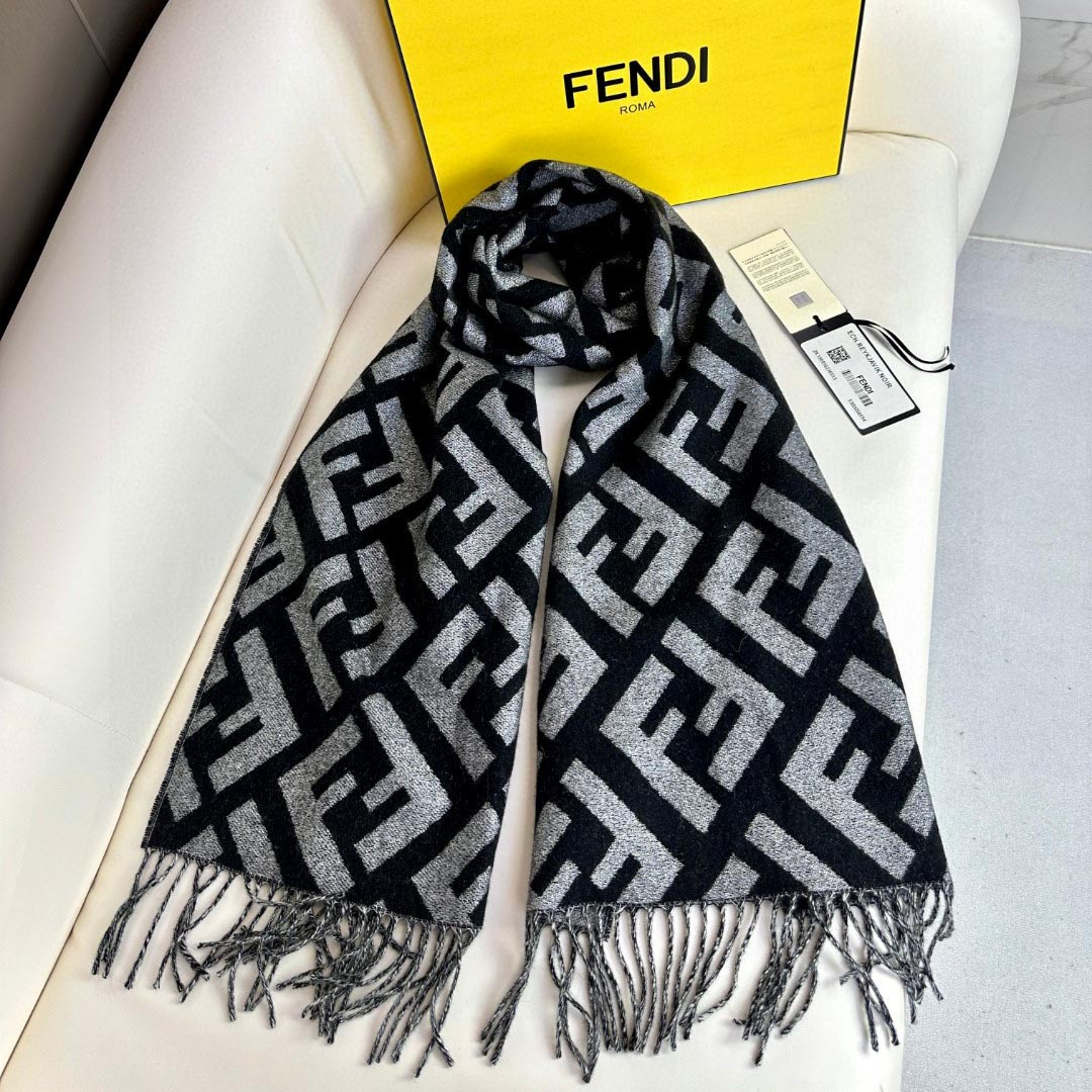 Fendi Black Cashmere Scarf - DopestKickz