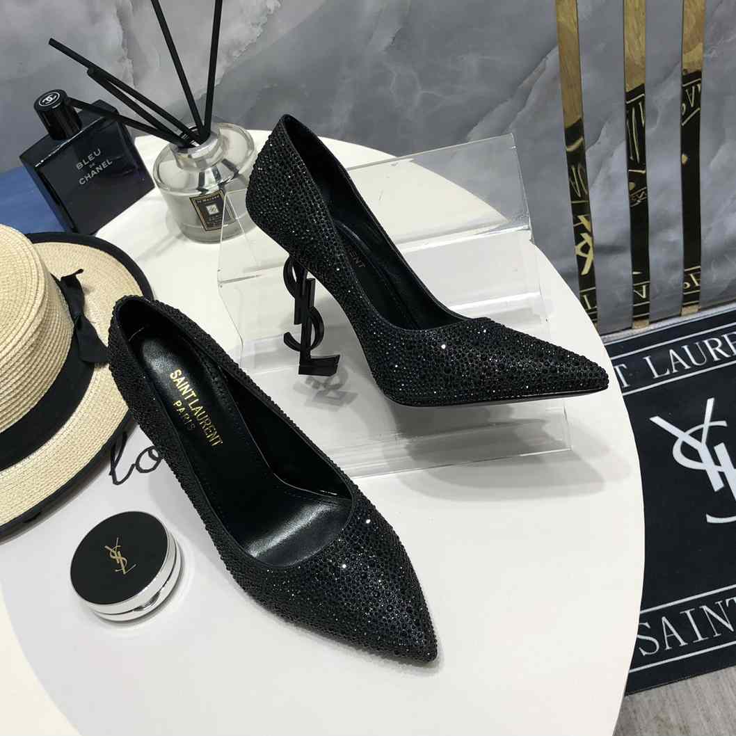 Saint Laurent Black Opyum Glitter Pumps - DopestKickz