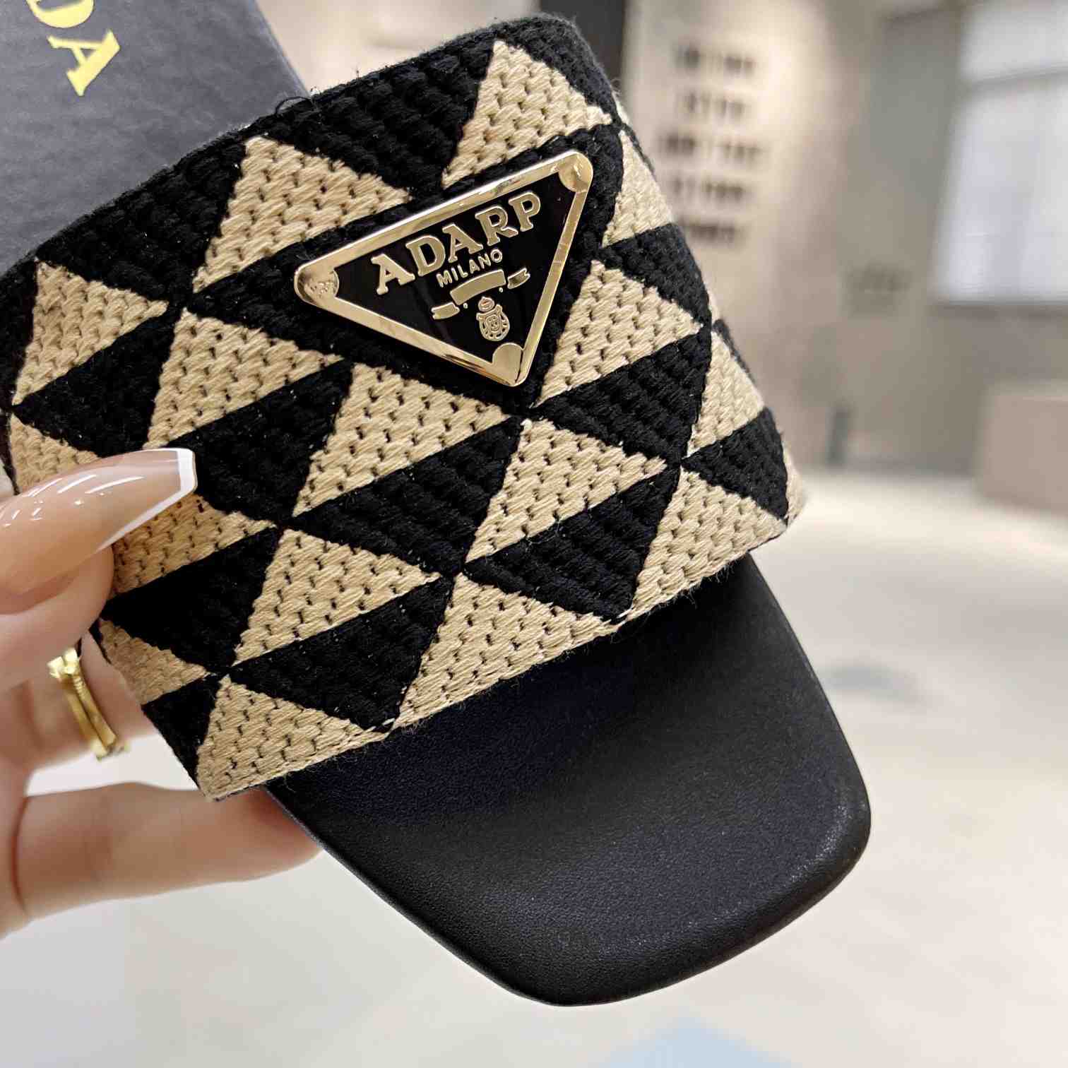 Prada Embroidered Fabric Slides - DopestKickz