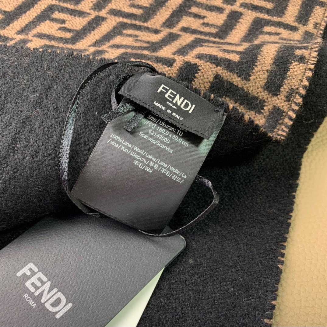 Fendi Brown Wool Stole Scarf - DopestKickz