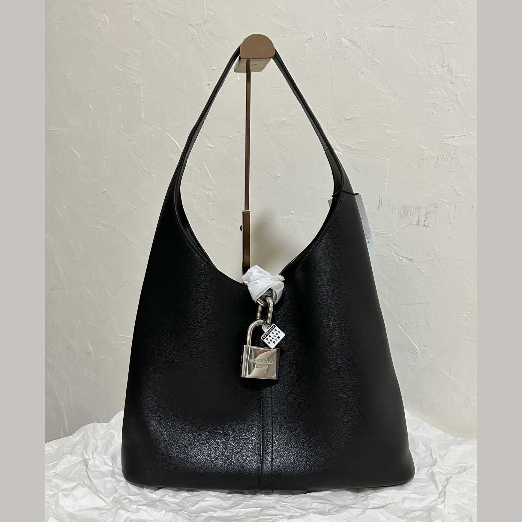 Balenciaga Women's Locker Medium North-South Hobo Bag In Black  - DopestKickz