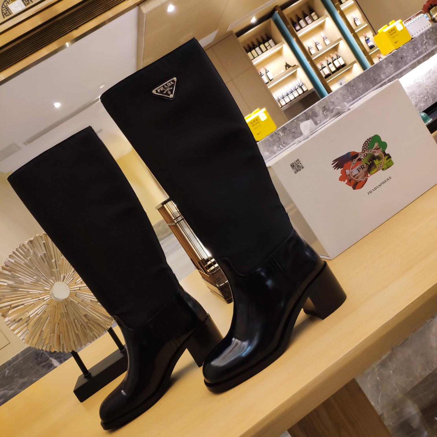 Prada Leather And Re-Nylon Boots - DopestKickz