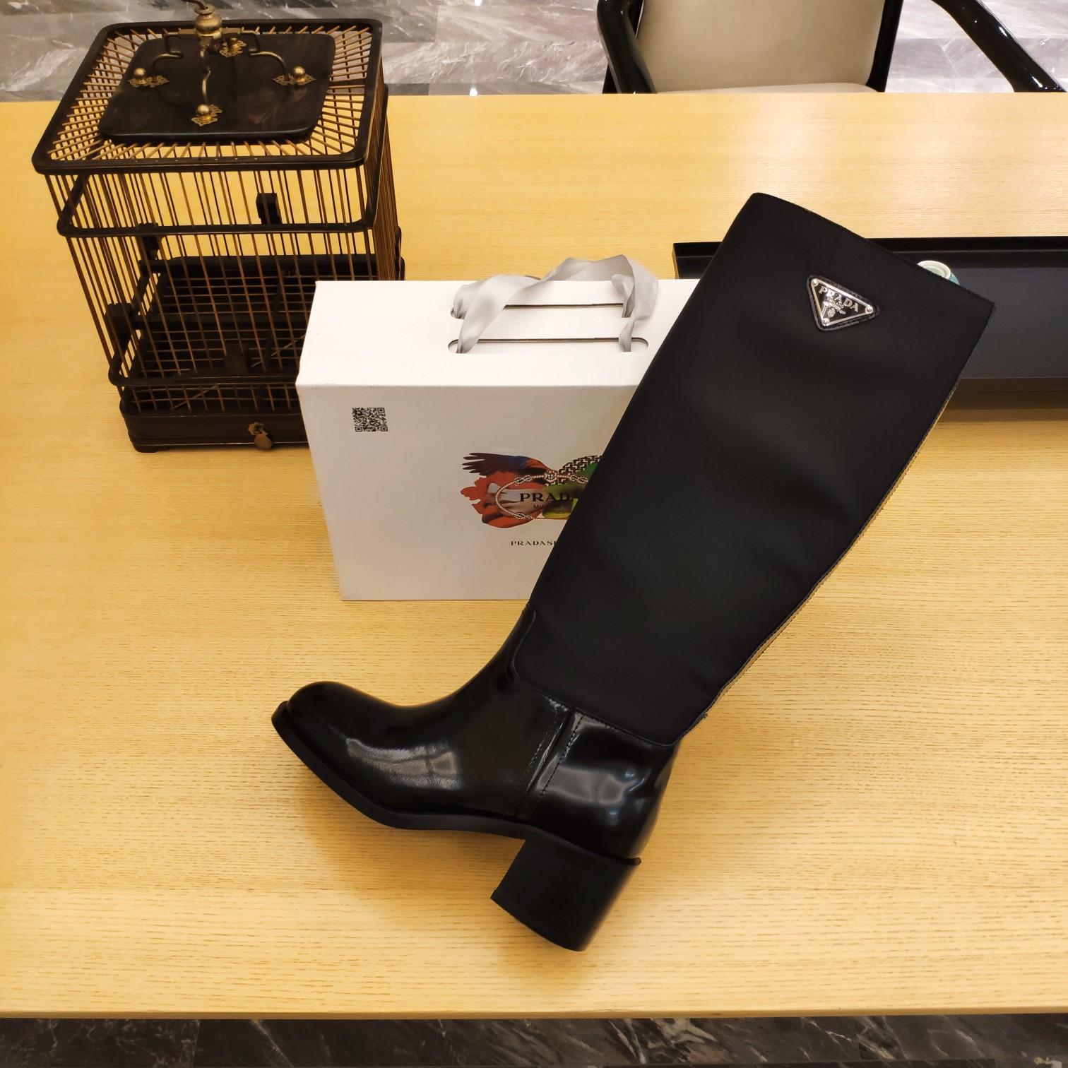 Prada Leather And Re-Nylon Boots - DopestKickz