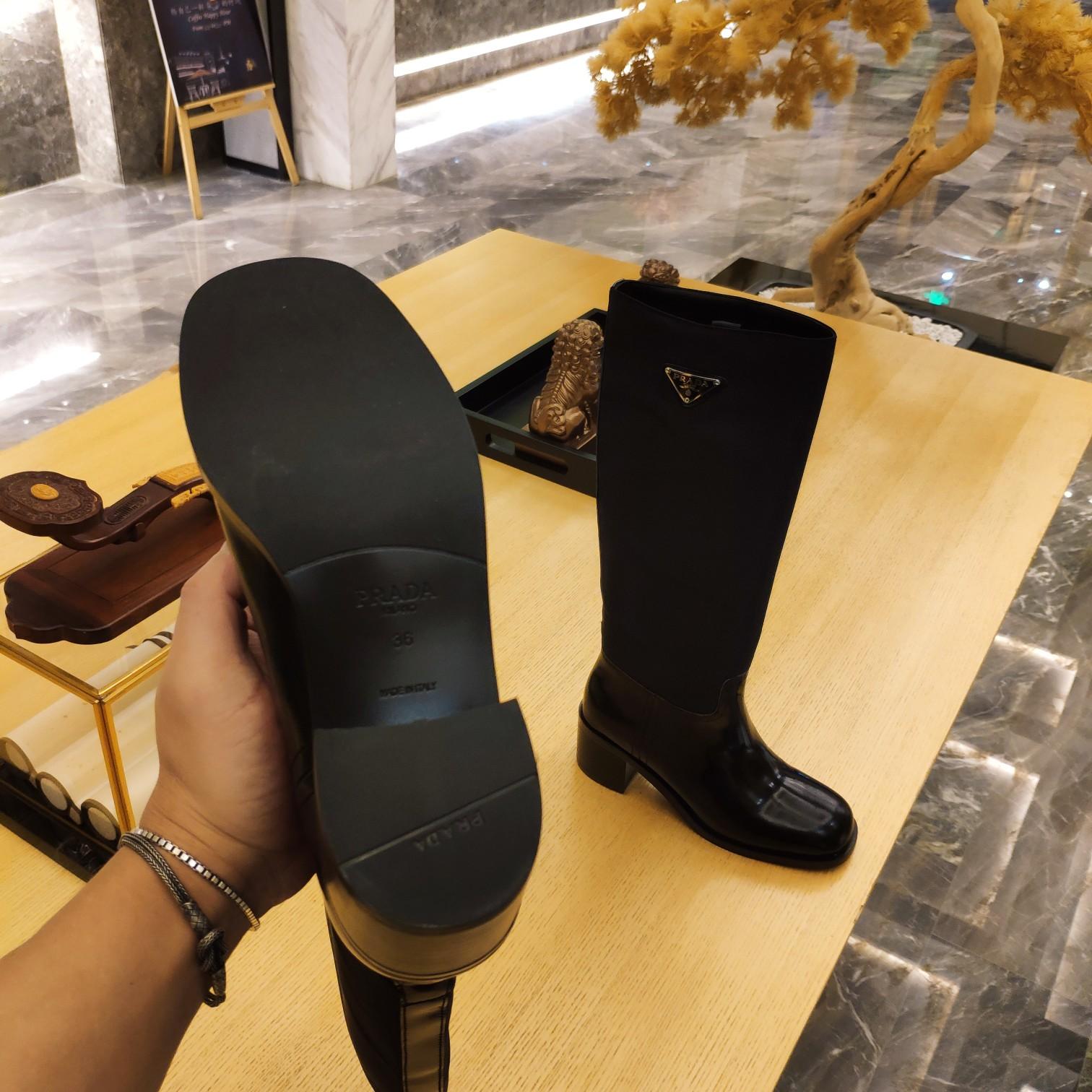 Prada Leather And Re-Nylon Boots - DopestKickz