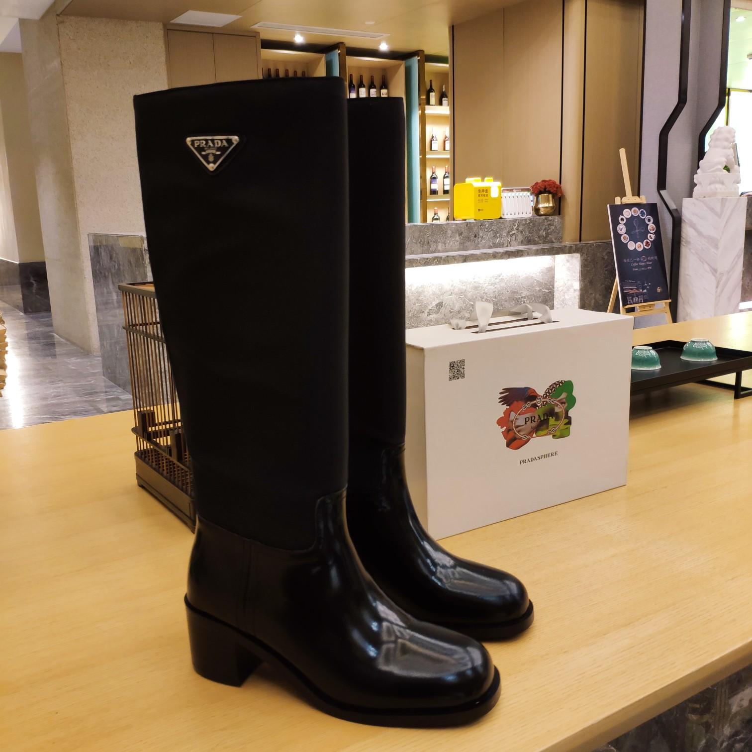 Prada Leather And Re-Nylon Boots - DopestKickz
