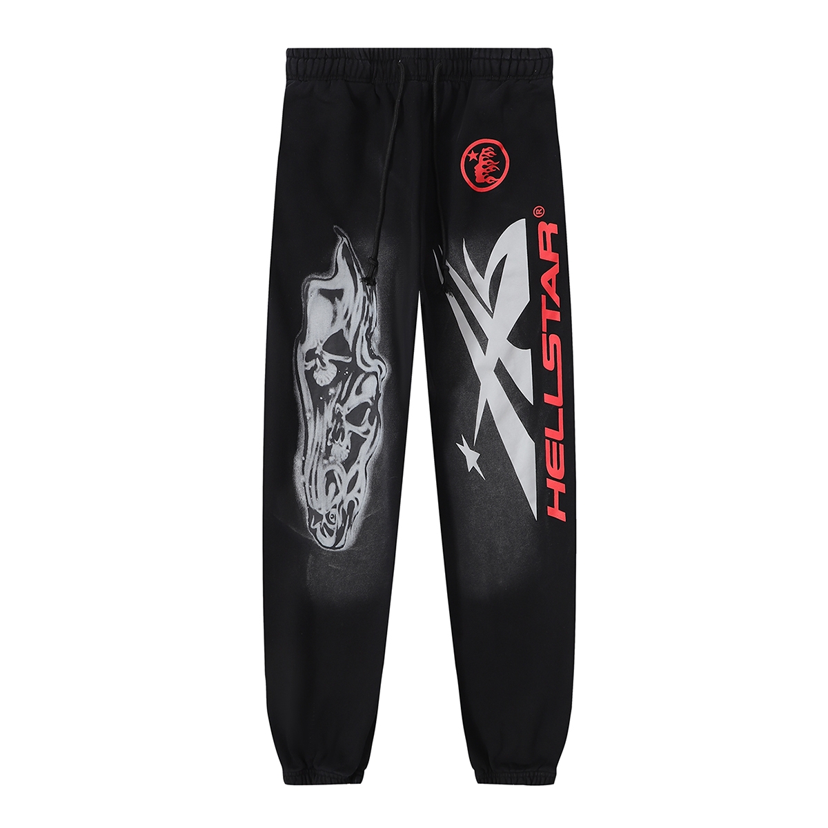Hellstar Airbrushed Skull Closed Elastic Bottom Sweatpants - DopestKickz