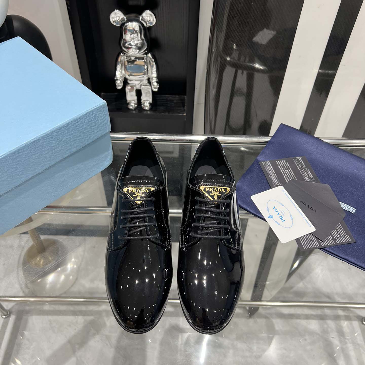 Prada Patent Leather Lace-up Shoes - DopestKickz