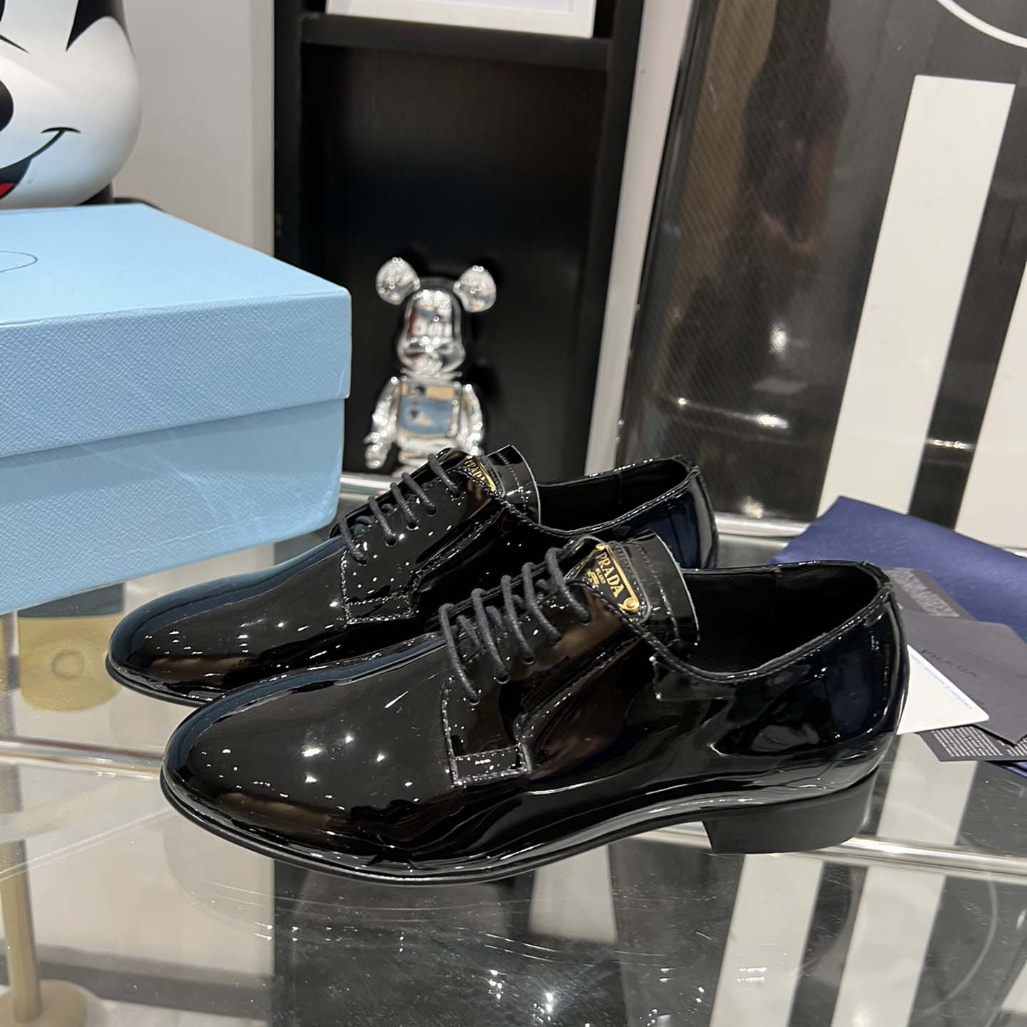 Prada Patent Leather Lace-up Shoes - DopestKickz