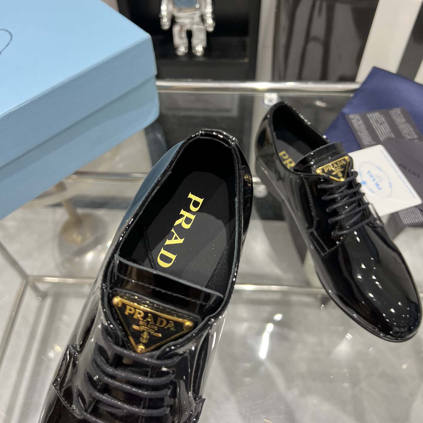 Prada Patent Leather Lace-up Shoes - DopestKickz