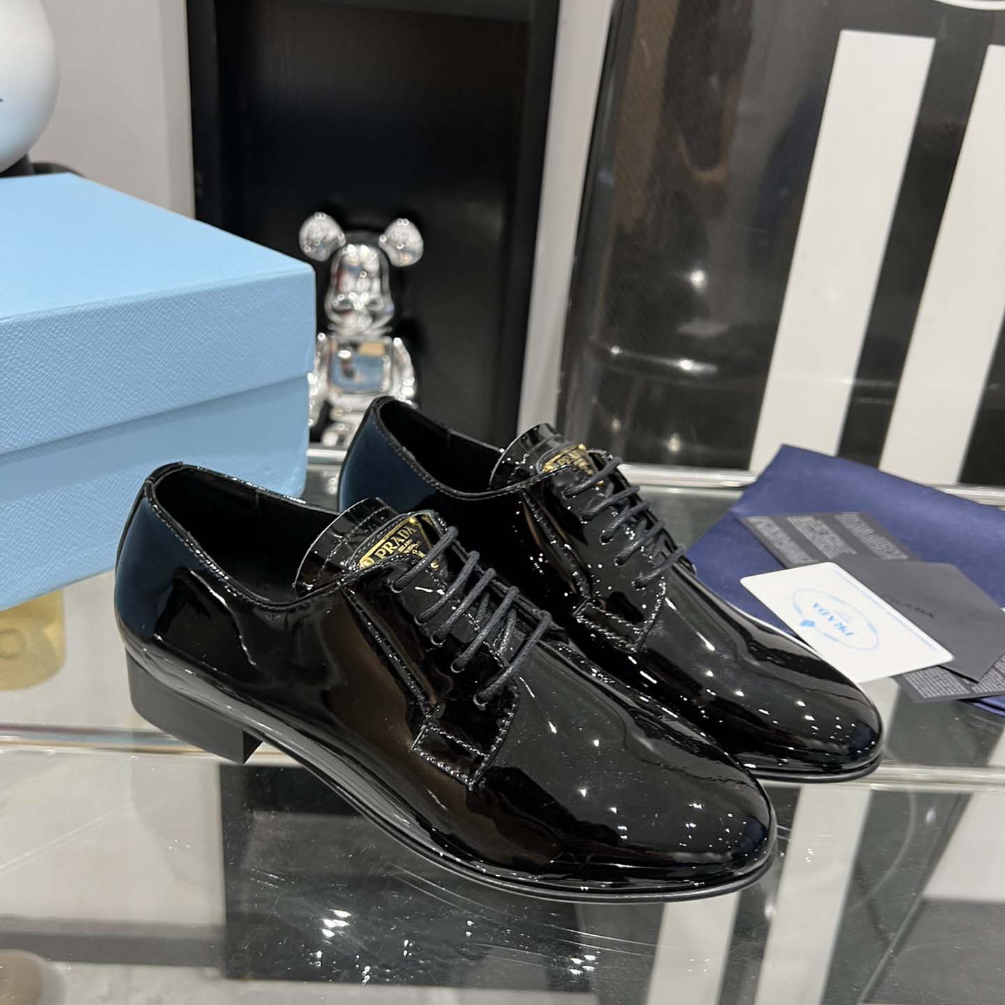 Prada Patent Leather Lace-up Shoes - DopestKickz