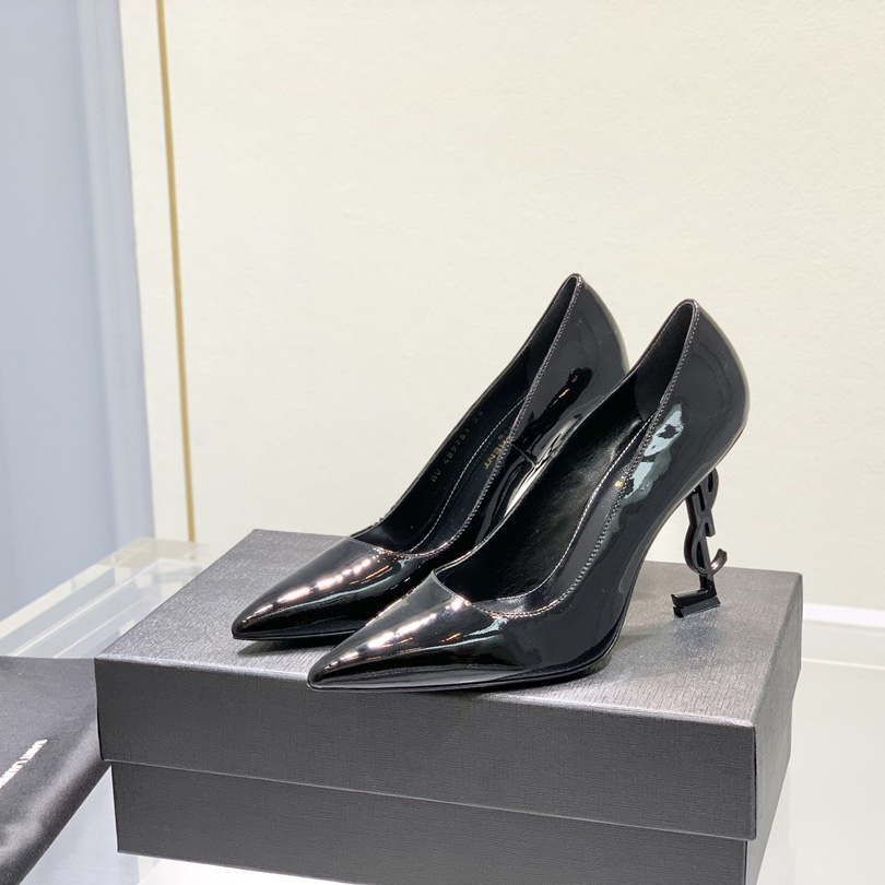 Saint Laurent Logo-heel Leather Pumps - DopestKickz
