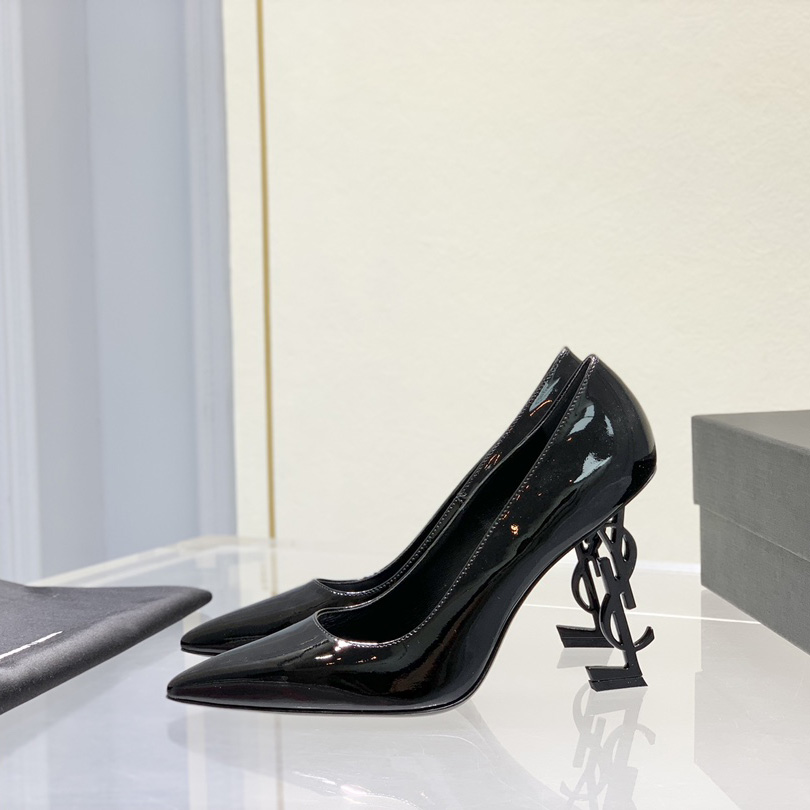 Saint Laurent Logo-heel Leather Pumps - DopestKickz