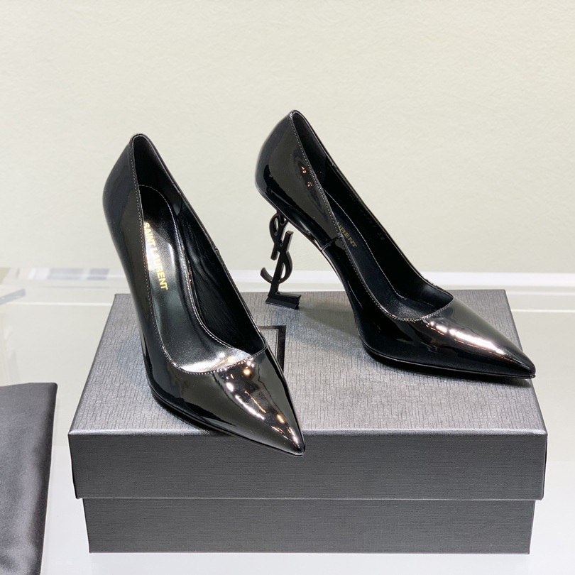 Saint Laurent Logo-heel Leather Pumps - DopestKickz