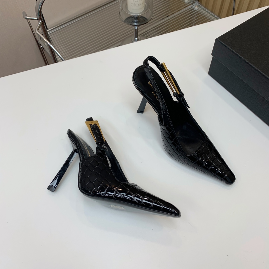 Saint Laurent Leather Slingback Pumps - DopestKickz