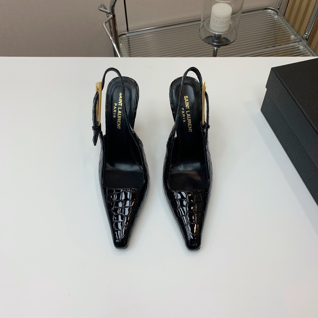 Saint Laurent Leather Slingback Pumps - DopestKickz