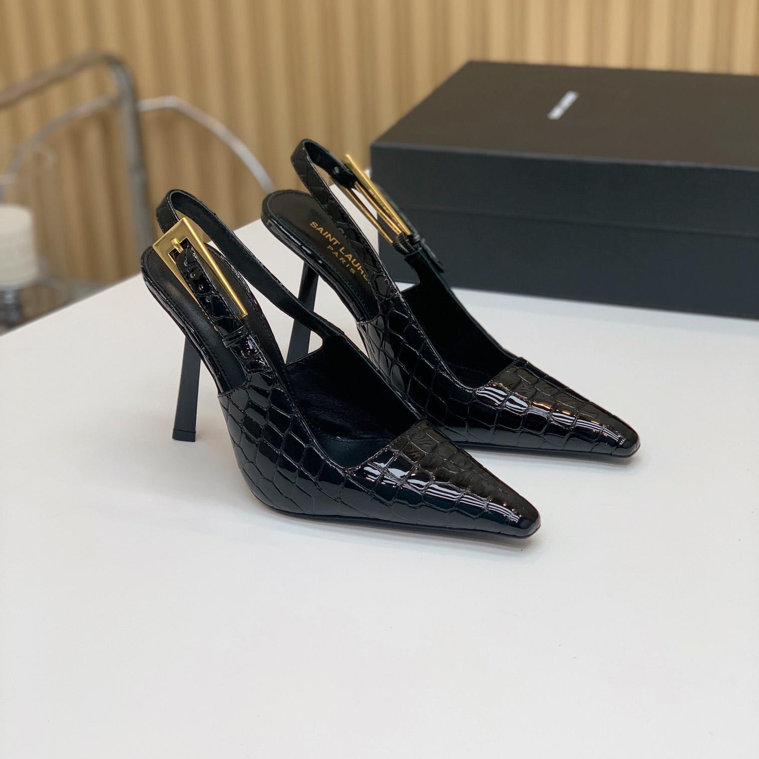 Saint Laurent Leather Slingback Pumps - DopestKickz