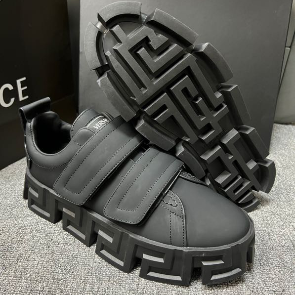 Versace Greca Labyrinth Chunky Leather Sneakers - DopestKickz