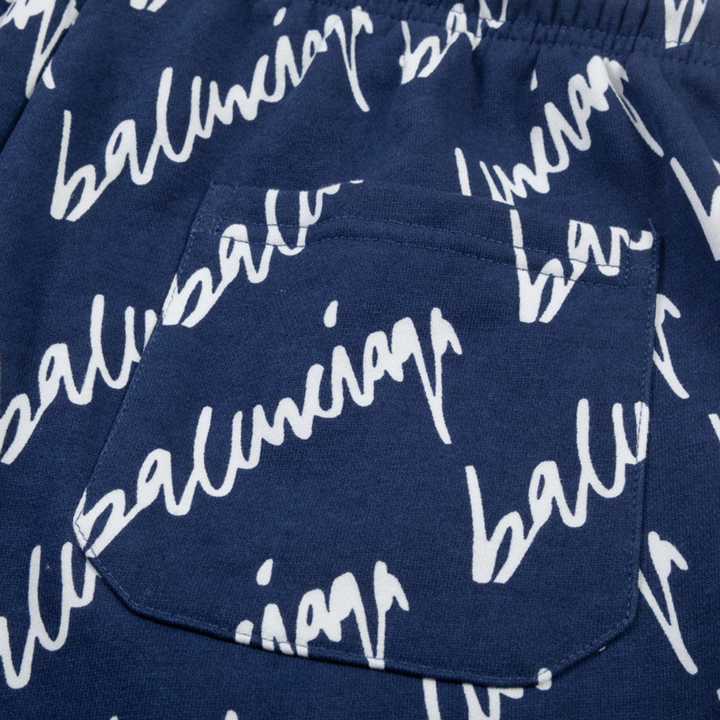 Balenciaga Navy Scribble Shorts - DopestKickz