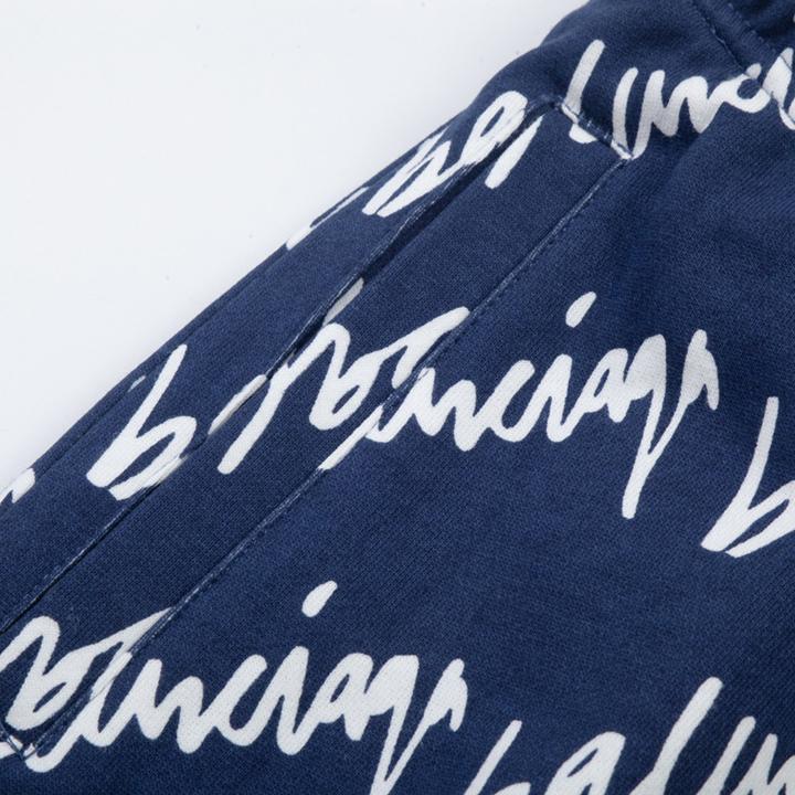 Balenciaga Navy Scribble Shorts - DopestKickz
