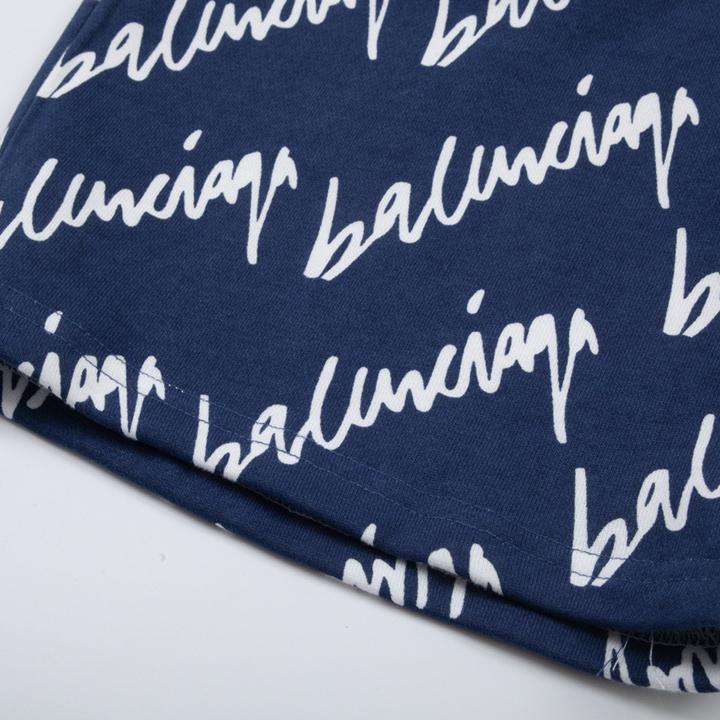 Balenciaga Navy Scribble Shorts - DopestKickz