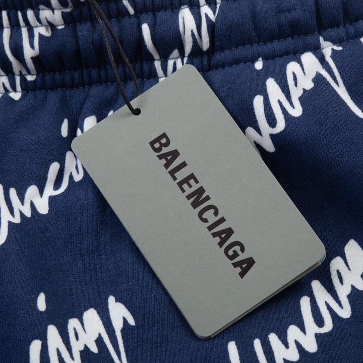 Balenciaga Navy Scribble Shorts - DopestKickz