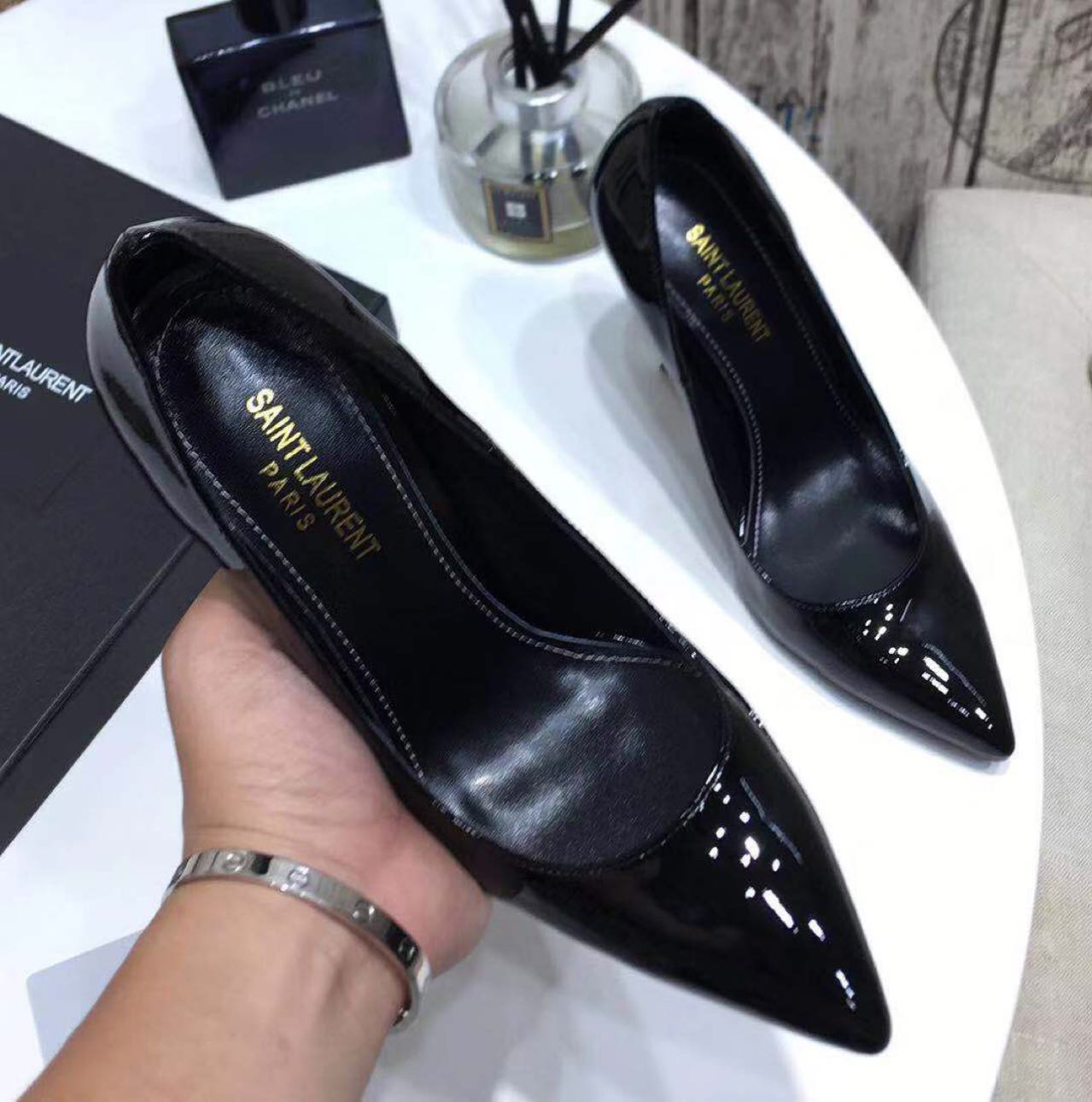 Saint Laurent Black Heels  xz715  (50% Off Sale) - DopestKickz