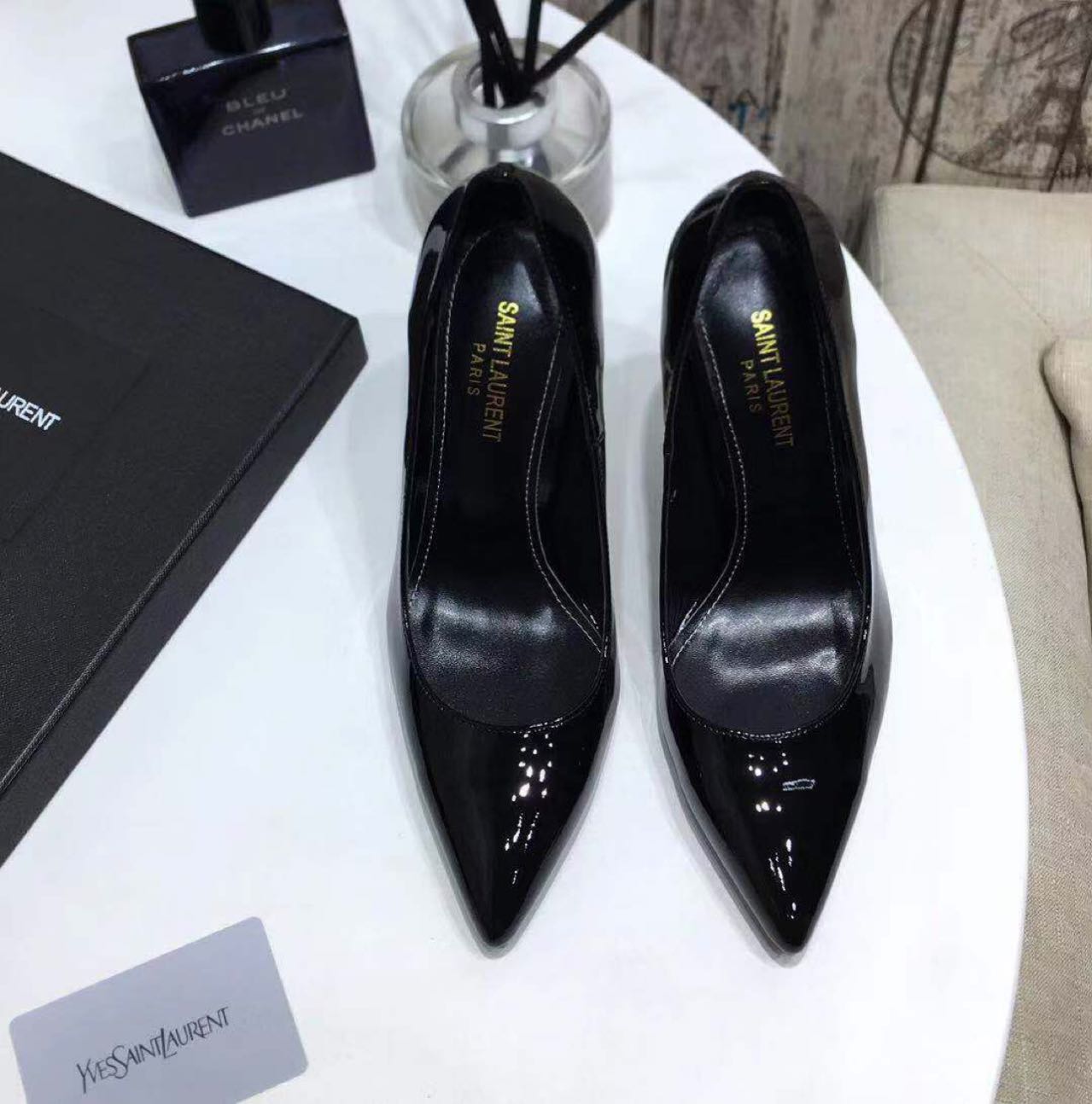 Saint Laurent Black Heels  xz715  (50% Off Sale) - DopestKickz