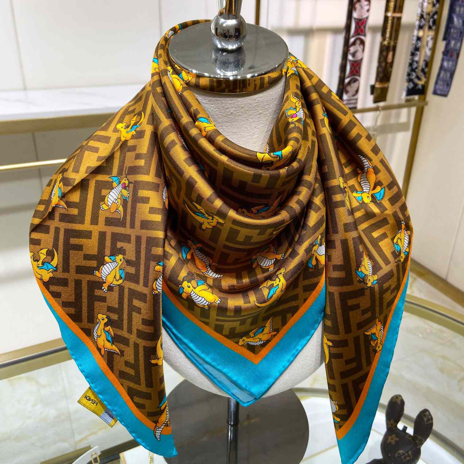Fendi x FRGMT x Pokemon Silk Foulard   90*90cm - DopestKickz