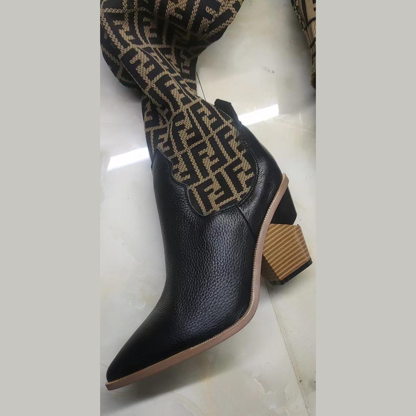 Fendi FF Cowboy Over the Knee Sock Boots  - DopestKickz