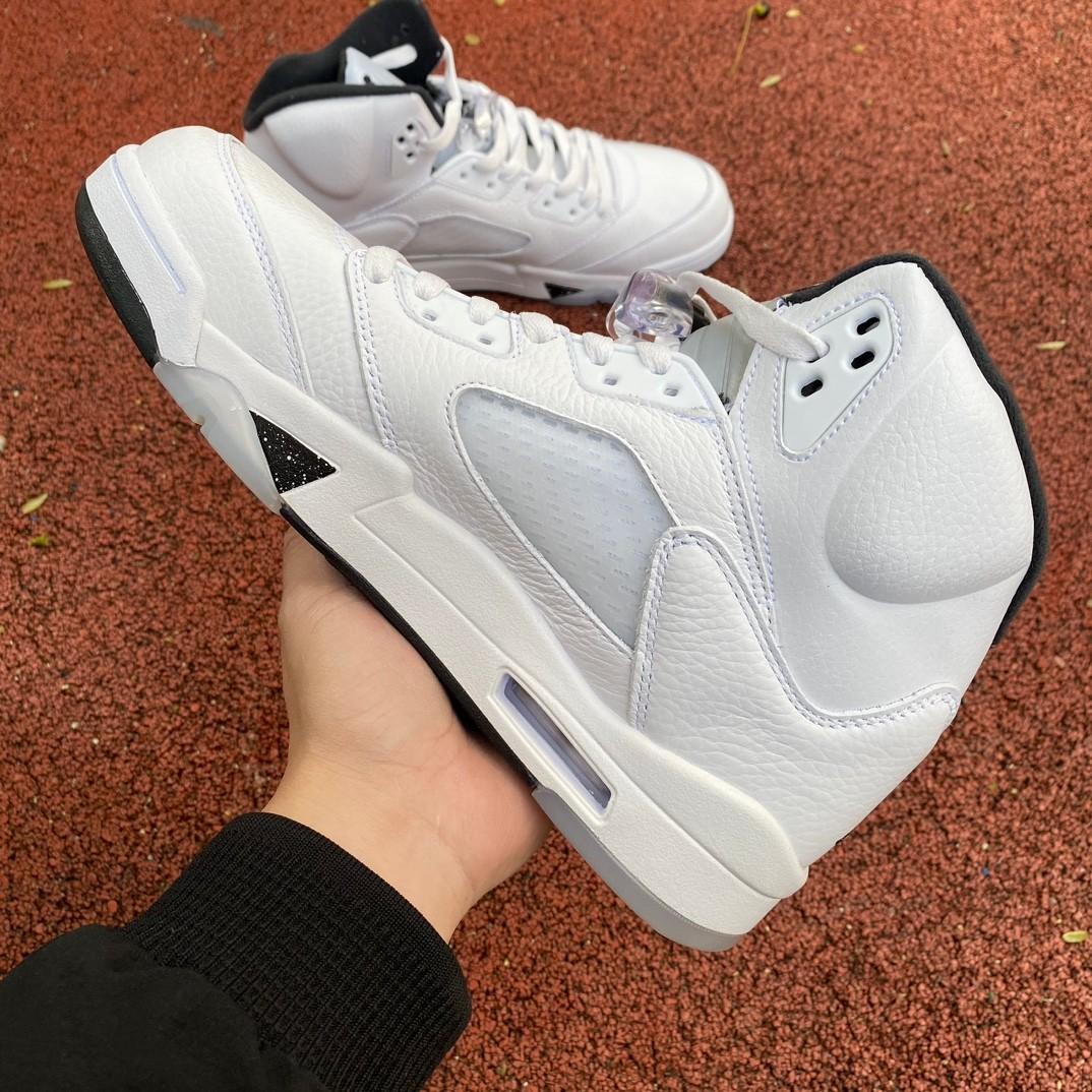 Air Jordan 5 White/Black-Sail-Metallic Silver Sneakers    DD0587-110 - DopestKickz