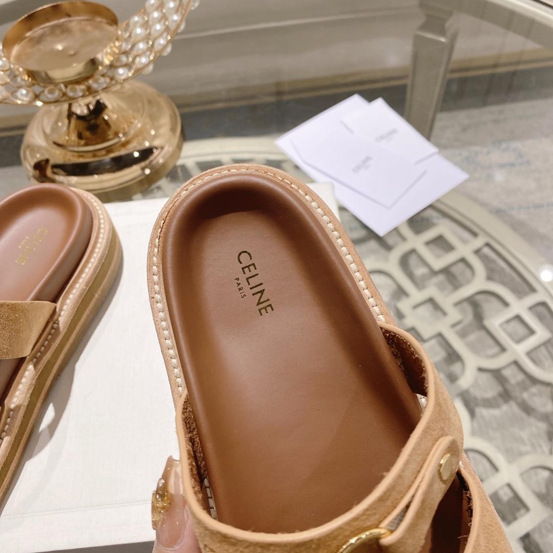 Celine Slides Tippi In  Suede Calfskin - DopestKickz