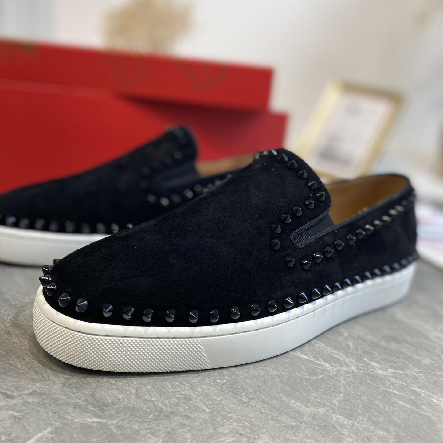 Christian Louboutin Stud Embellished Slip-On Loafers - DopestKickz